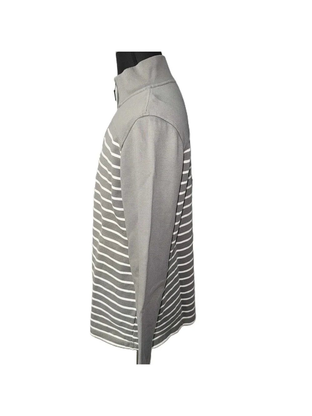 BANANA REPUBLIC Vintage Men’s Striped French Rib Half-Zip Pullover in Gray-Large